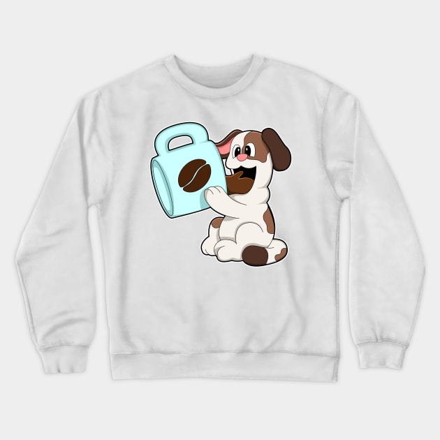 Dog with Cup of Coffee Crewneck Sweatshirt by Markus Schnabel